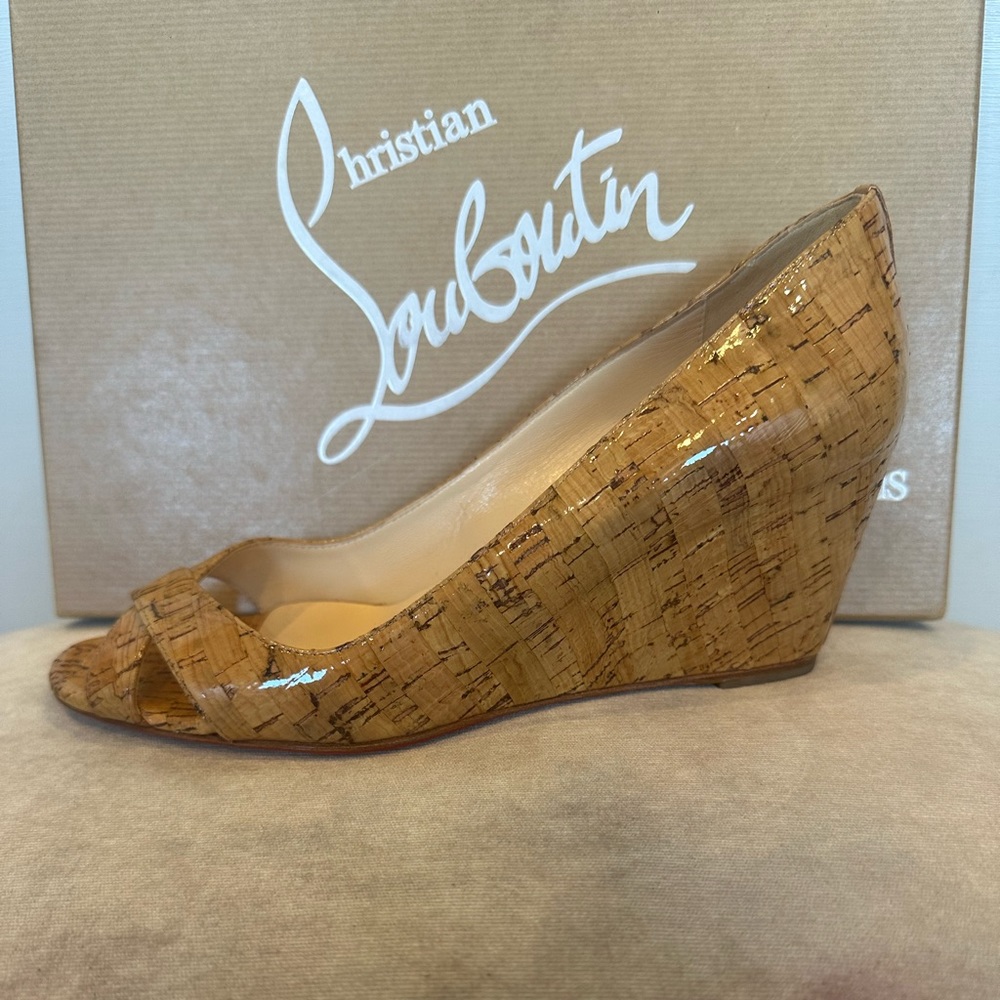 Christian Louboutin Tan Cork Smaller Wedge Shoes